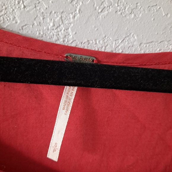 Free People Red Embellished Tunic Blouse - Picture 5 of 8